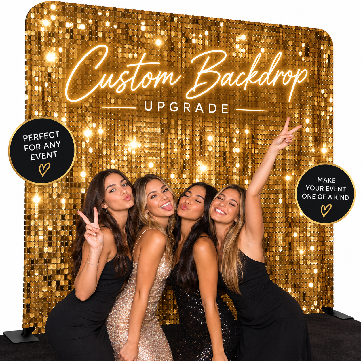 Custom physical Photo Booth backdrop example